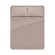 Juego de Sábanas Zafiro 1 1/2 Plazas Microfibra Habano | Chaide