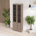 Vitrina-Alina-Roble-con-3-Cajones-Gris-|-Tecnomobili