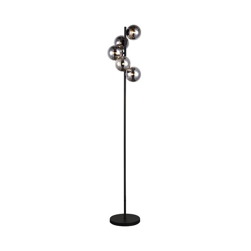 Lampara-de-Pie-Negra-5xG9-Metal-y-Vidrio-|-Orange