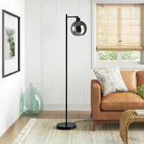 Lámpara de Pie Negra 1xE27 153x35cm | Orange