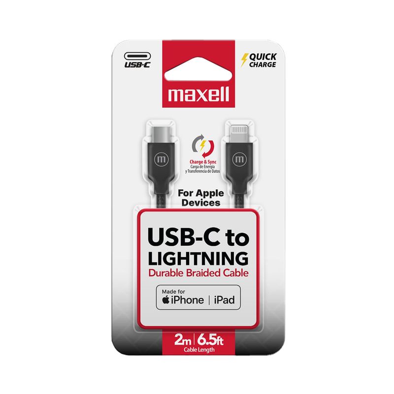 Cable-USB-C-a-Lightning-Trenzado-de-2m-|-Maxell