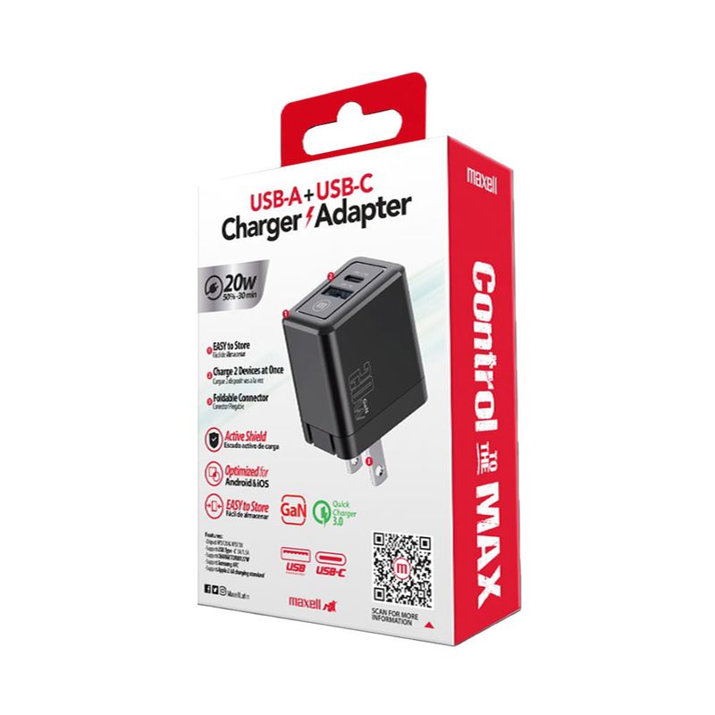 Cargador-Adaptador-2-Puertos-USB-A-y-USB-C-20W-|-Maxell