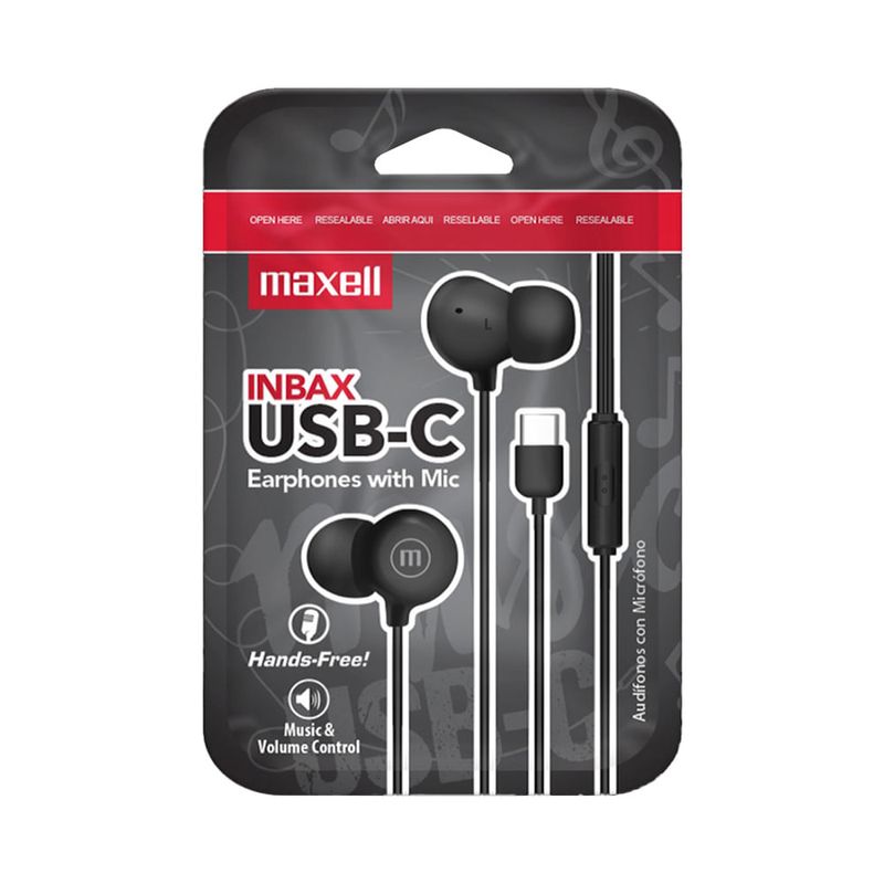 Audifonos-Inbax-USB-C-con-Microfono-Negros-|-Maxell