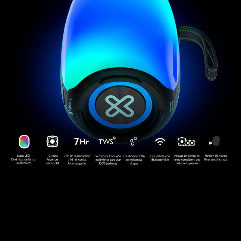 Parlante-Portatil-ZoundFire-KBS-250BK-con-Luces-LED-|-Klip-Xtreme
