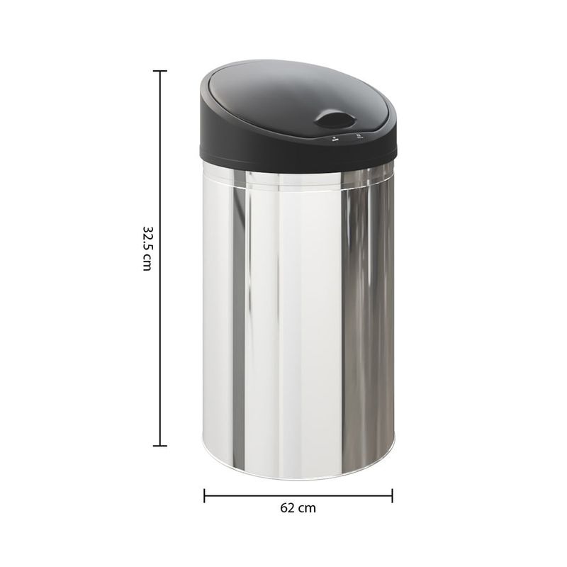 Basurero-con-Sensor-42L-Acero-Inoxidable-|-Five