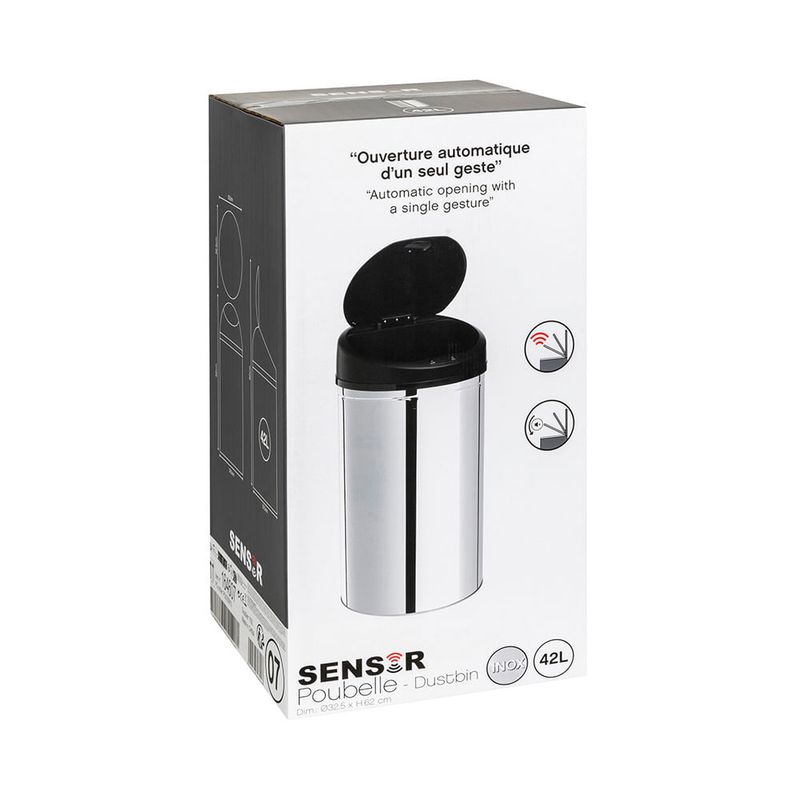 Basurero-con-Sensor-42L-Acero-Inoxidable-|-Five